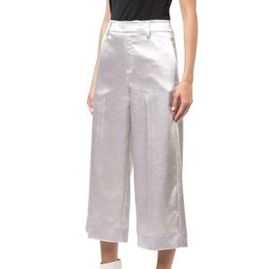 Vince Silver Satin Wide Leg Crop Pant Size 6 Womens Dressy Evening